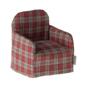 MAILEG Plyšové křeslo pro myšky - Red checker S24