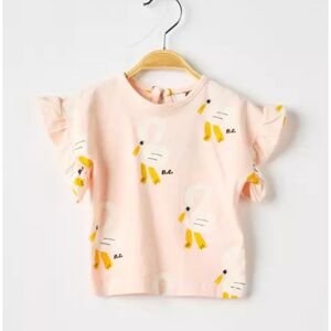 BOBO CHOSES Top s volánky - Pelican all over LIGHT PINK Věk: 9M