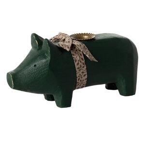 MAILEG Dřevěný svícen Prasátko medium - dark green S24