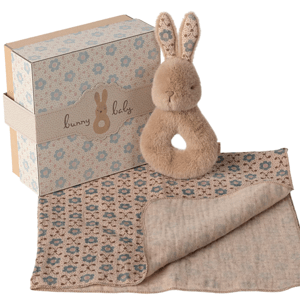 MAILEG Dárkový set chrastítko králíček a muchláček - Cream peach