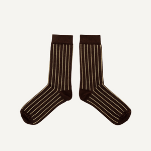 Monk & Anna Ponožky - gold glitter lines - mahogany Velikost: 35-38