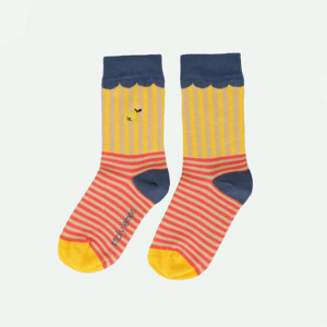 STICKY LEMON Ponožky wonders - stripes submarine yellow + coral pink Velikost: 22-24