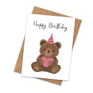 ANISE Přání Medvídek Happy Birthday Barva: Růžová