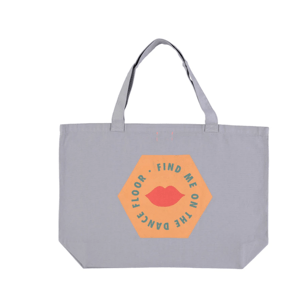 SISTERS DEPARTMENT XL Taška | Grey w/ "find me on the dance floor" print
