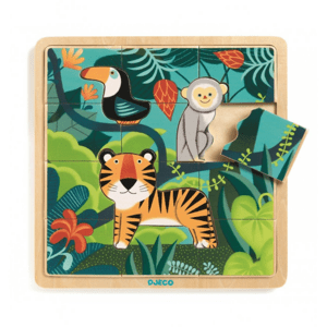 DJECO Dřevěné puzzle Tygr a přátelé - 15 pcs
