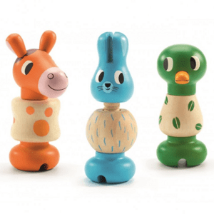 DJECO Dřevěná TRIO šroubovací zvířátka