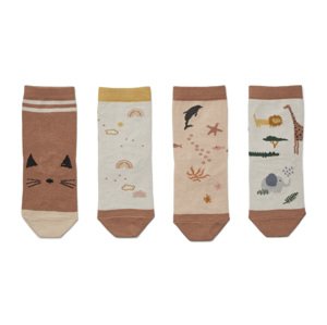 LIEWOOD Bavlněné ponožky 4 páry - Safari/rose Velikost: 0-6m