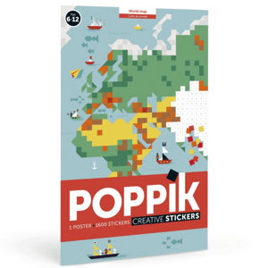 POPPIK Samolepkový plakát Mapa světa