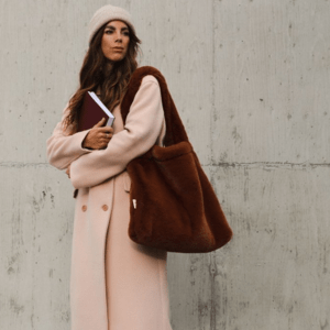 STUDIO NOOS Taška mom-bag Faux fur - Cacao