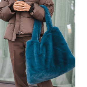 STUDIO NOOS Taška mom-bag Faux fur - Petrol